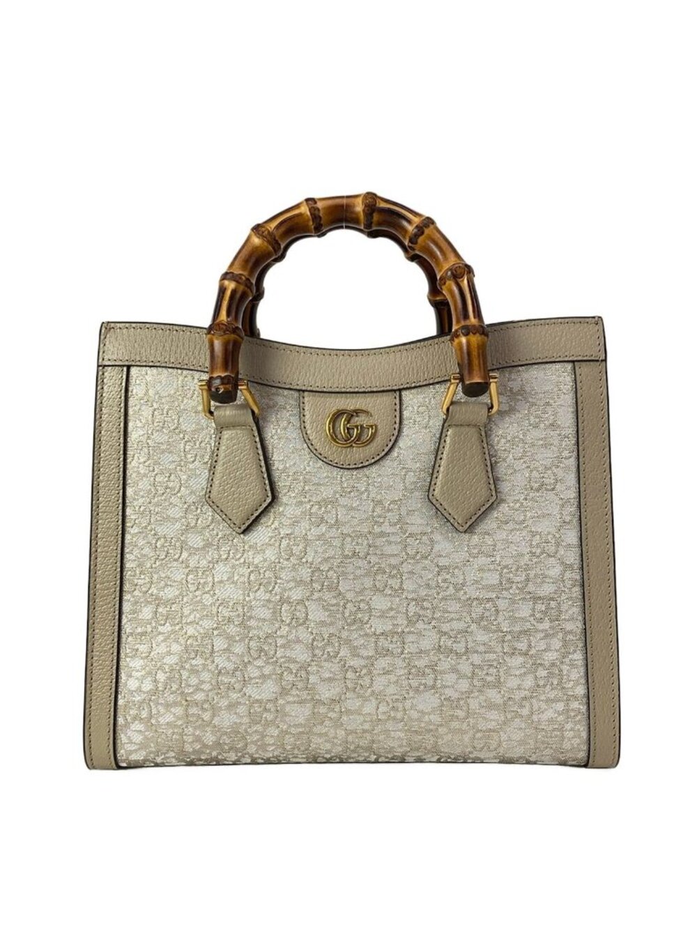 Gucci Tote Bag Diana Small Ivory Gold Beige Nishijin Ori Hosoo Collaboration